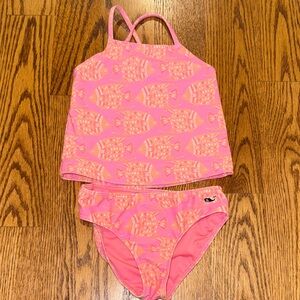 Vineyard Vines Girls' Pink & Peach Fish Print Tankini